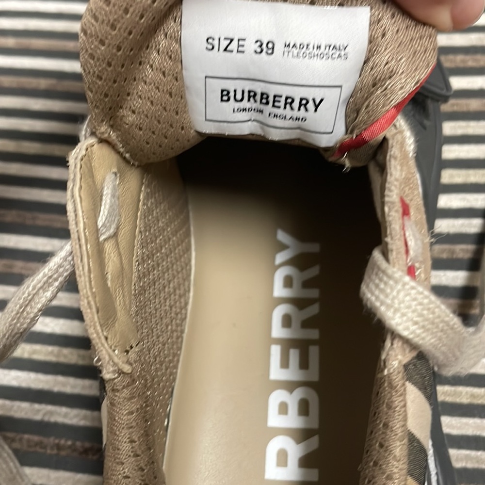 BURBERRY, Vintage Check, Suede and Leather Sneakers - Picture 11 of 16